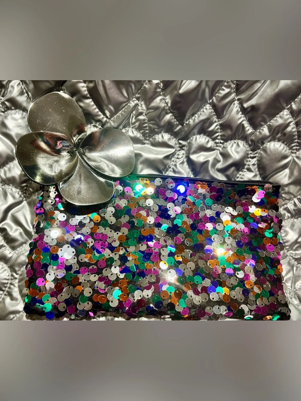 MAC Sparkle Sequin Glitter MultiColor Makeup Cosmetic Zipper Bag Clutch Pouch